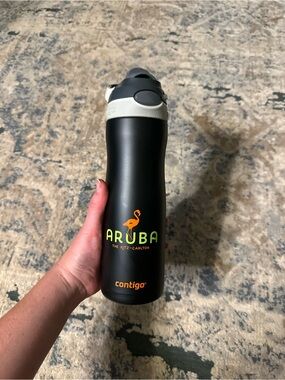 Contigo Black Stainless Water Bottle with Aruba Flamingo Logo